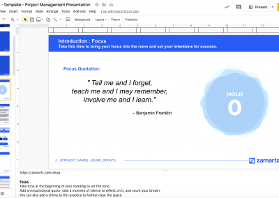 zamartz project management presentation deck creating focus
