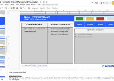 zamartz project management presentation deck project workstream