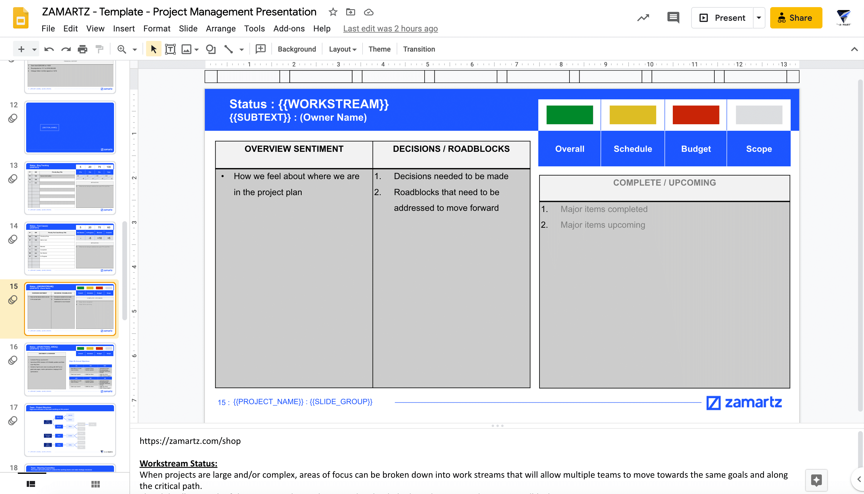 Project Management - Presentation Deck Template | ZAMARTZ